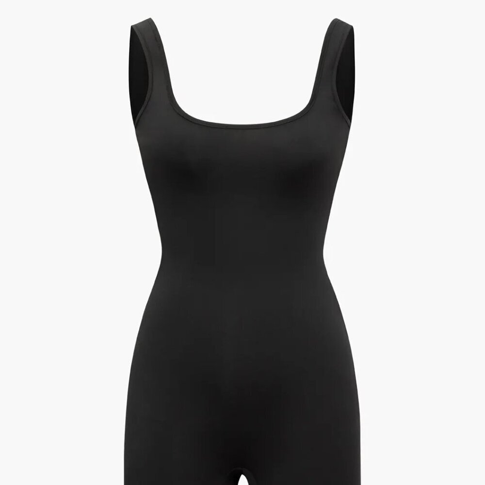 Mica Solid Square Neck Romper Black Size Xlarge NWT